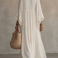 Celeste ivory maxi dress with bat wing sleeves