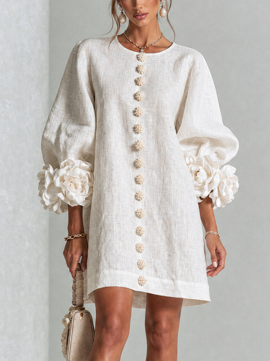 Rosalie Button-Down Mini Dress - White