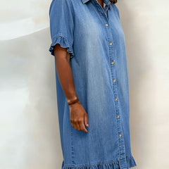 Dana denim dress, blue, side view