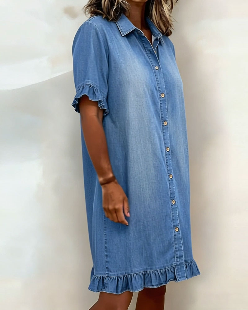 Dana denim dress, blue, side view