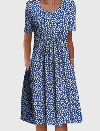 Women's Scarlett round neck printed dress in blue