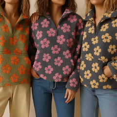Sofia Floral Zip Sweater - all three colors