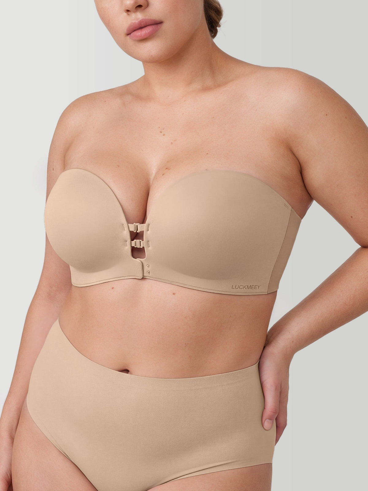 Vera Strapless Front-Closure Bra worn, lifestyle