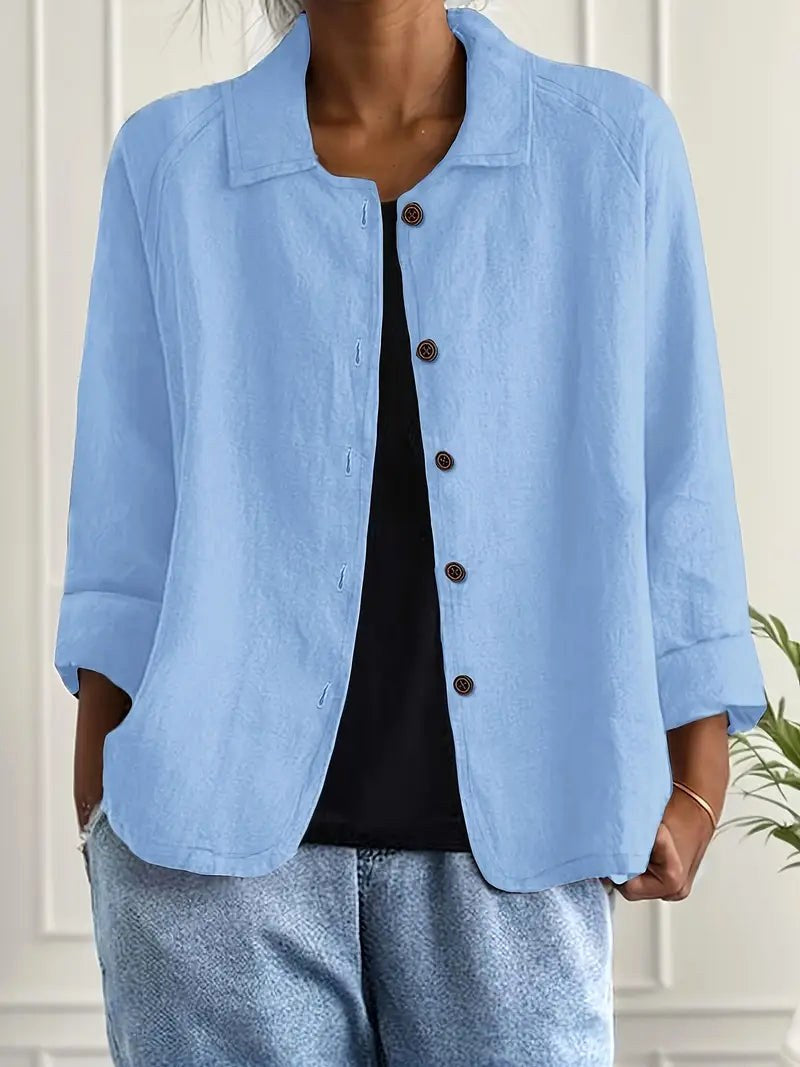 Denise Women's Classic Light Long Sleeve Top - Light Blue