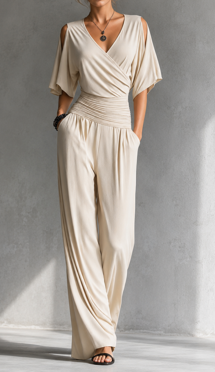 Gerika Elegant Wrap-Front Jumpsuit