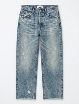 Women's cropped straight leg jeans in Vintage Blue.