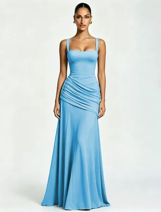 Enie Draped Square-Neck Maxi Dress