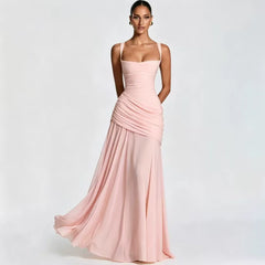 Enie Draped Square-Neck Maxi Dress