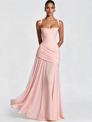 Enie Draped Square-Neck Maxi Dress