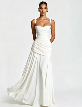 Enie Draped Square-Neck Maxi Dress