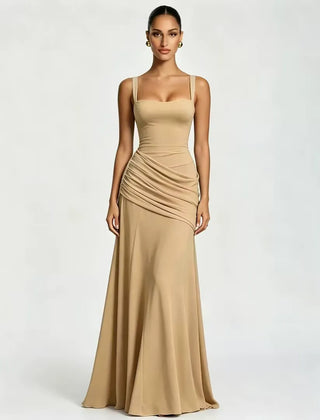 Enie Draped Square-Neck Maxi Dress