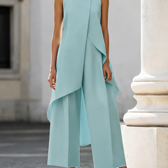 Catalina comfortable wide-leg jumpsuit in lake blue