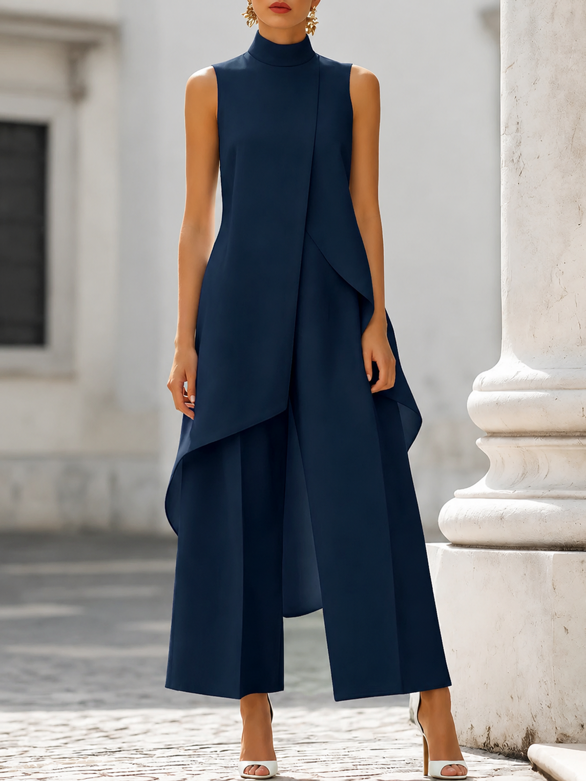 Catalina comfortable wide-leg jumpsuit in navy